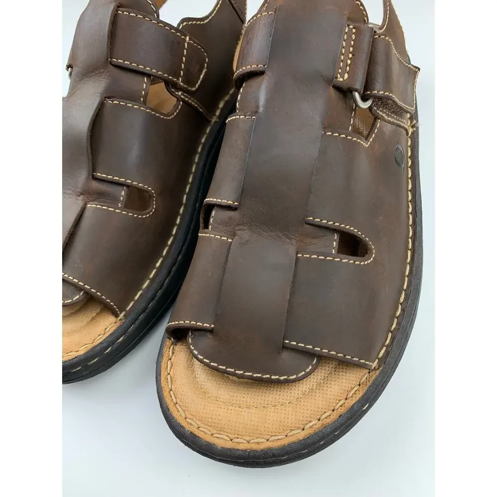 Born Fisherman Sandals Brown Leather Comfort Shoes Men's 9